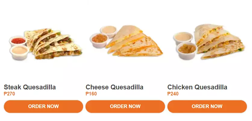 ARMY NAVY QUESADILLAS MENU PRICES