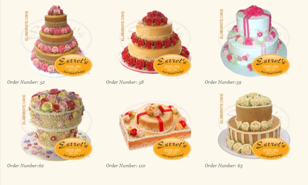 ESTREL’S FANCY SHAPED CAKES MENU PRICES
