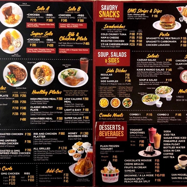 Kenny Rogers Roasters Menu With Updated Prices Philippines 2024 - Menu ...