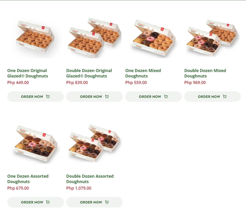 KRISPY KREME MENU FEATURED DOUGHNUTS PRICES- philippinesmenu