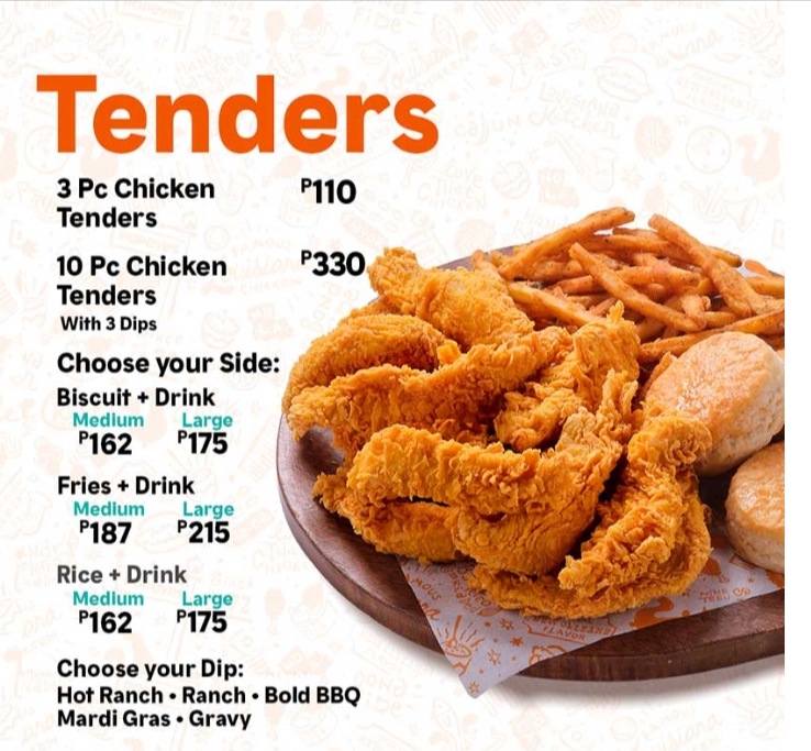 POPEYES CHICKEN TENDERS PRICE-philippinesmenu.