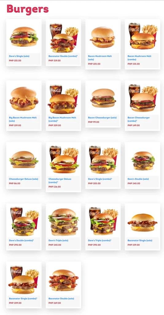 WENDY’S BURGER MENU WITH PRICES-philippinesmenu.