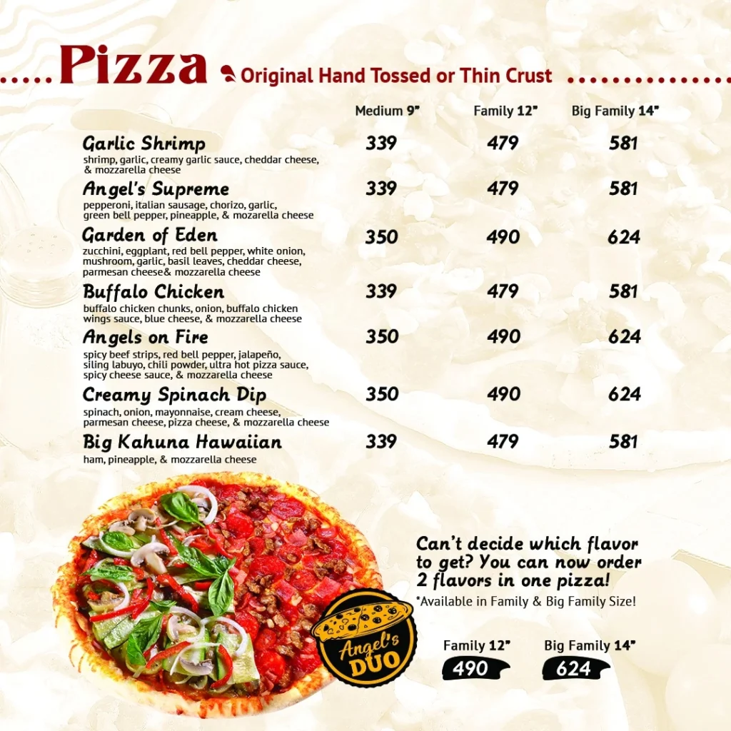 ANGEL’S PIZZA Menu With Updated Prices Philippines 2024 - Menu-Infinity