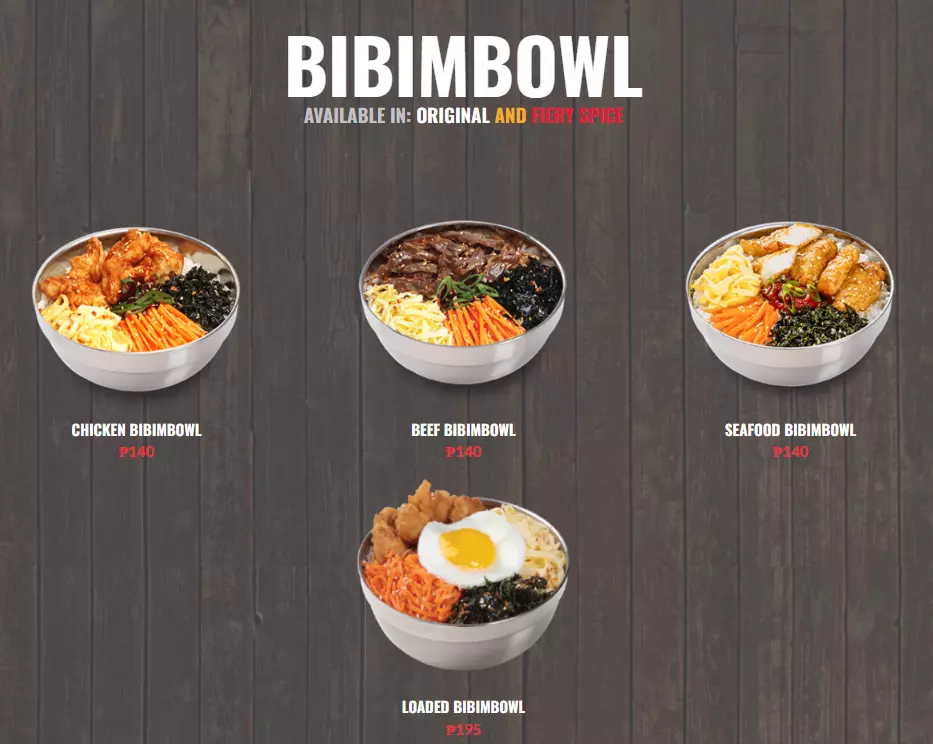 BONCHON BIBIMBOWL MENU WITH PRICES