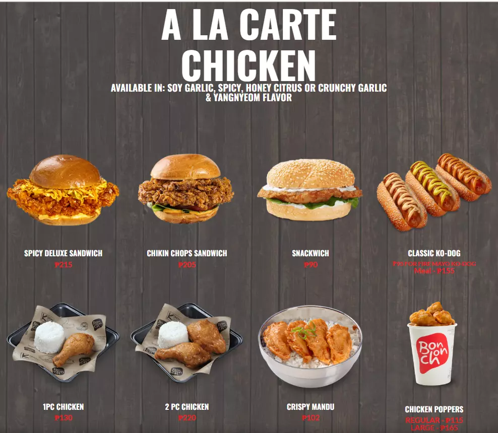 BONCHON KLASSIK CHIKIN MENU WITH PRICES