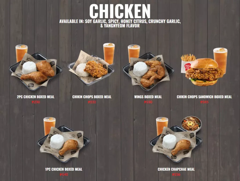 BONCHON KSTYLE CHICKEN MENU PRICES