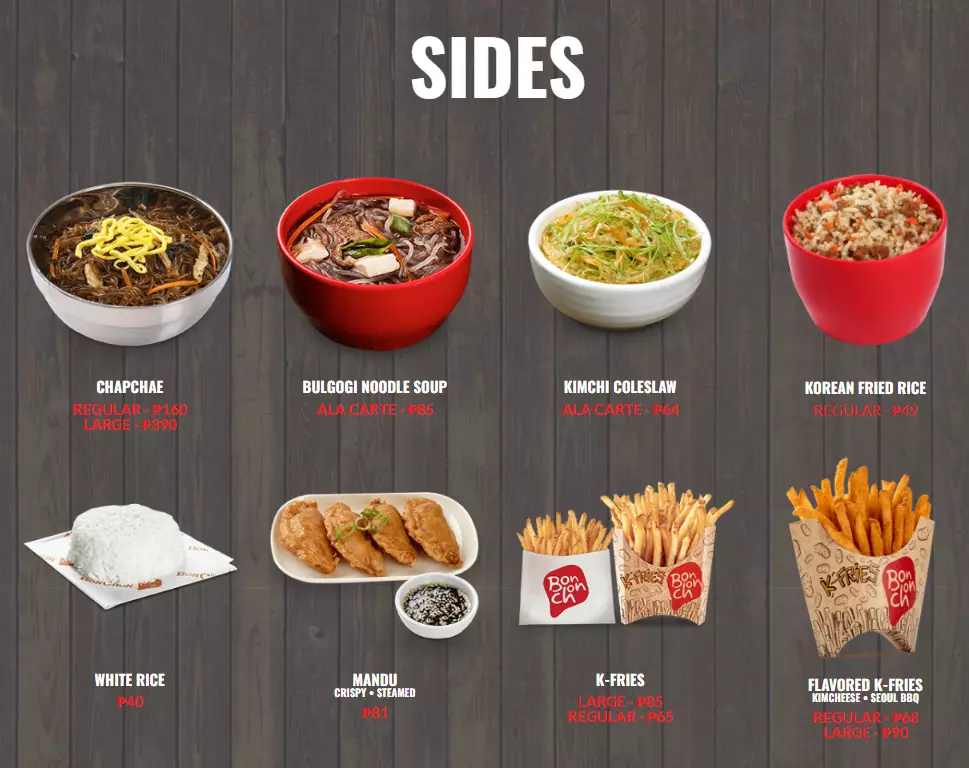 BONCHON SIDES MENU PRICES