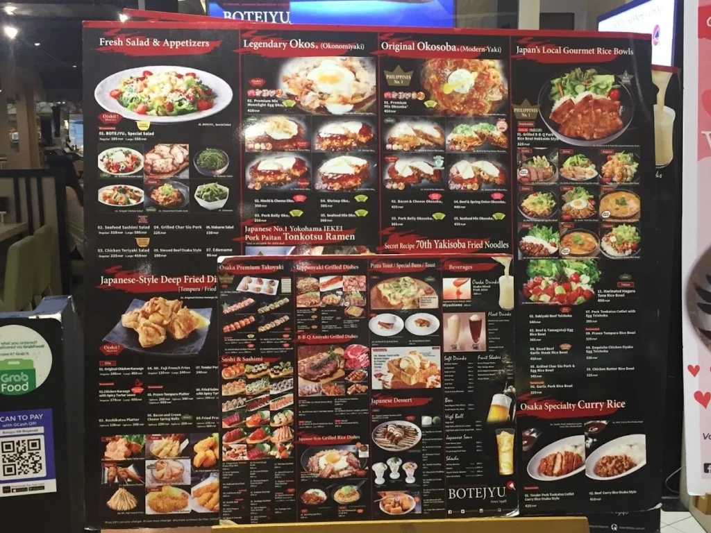 LATEST Botejyu MENU PRICE LIST