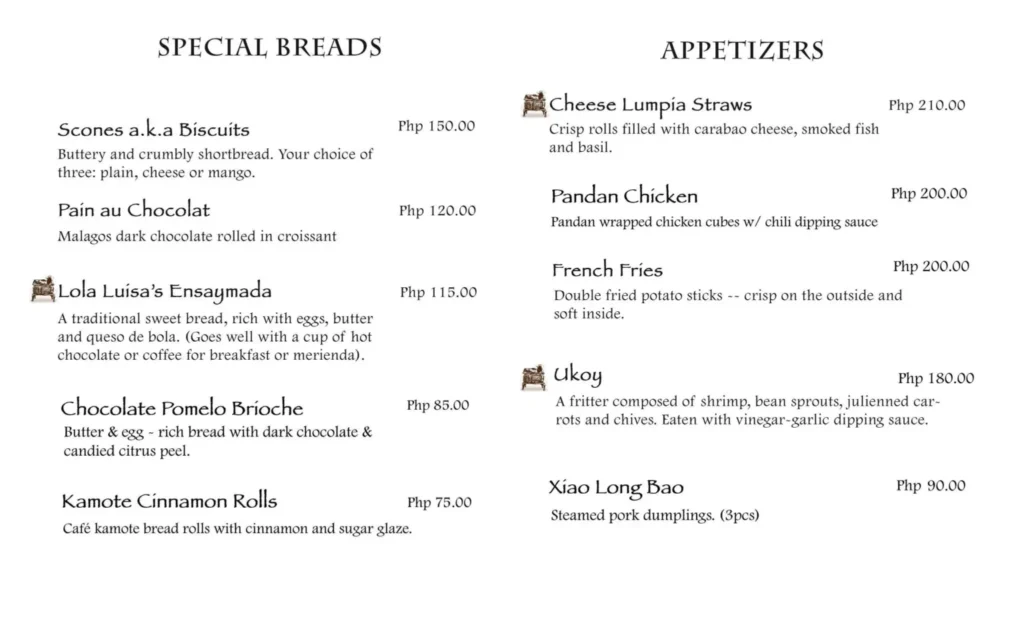 CAFE BY THE RUINS SPECIAL BREAD PRICES
CAFE BY THE RUINS APPETIZERS MENU PRICES