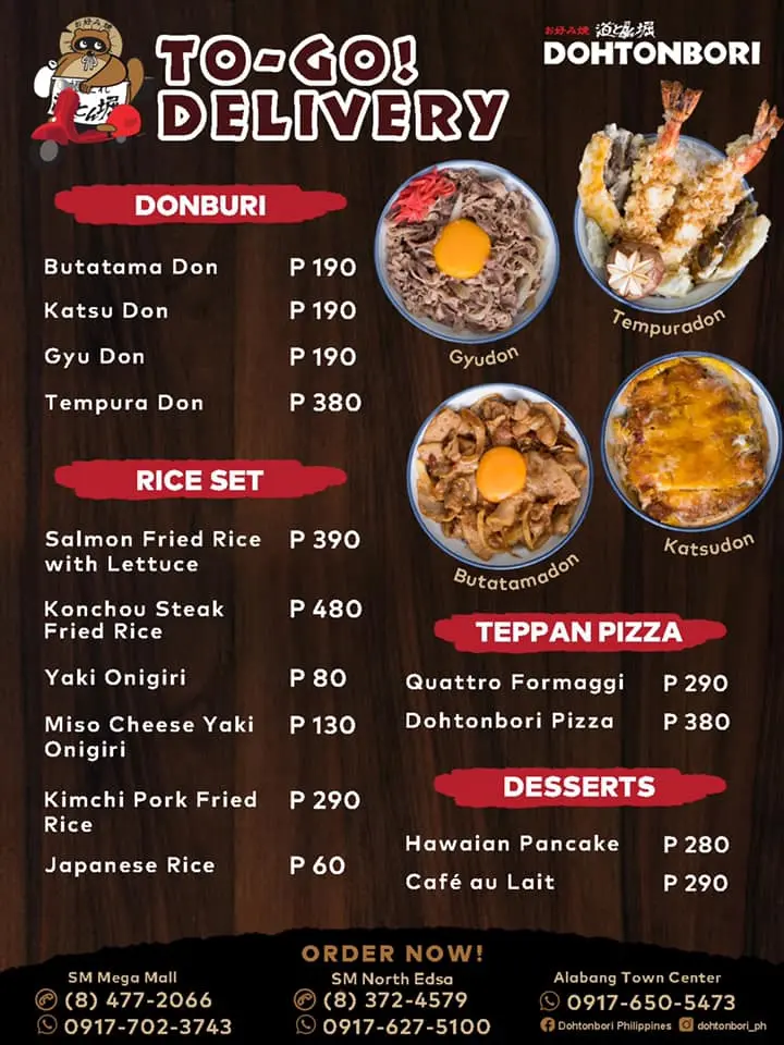 DOHTONBORI DONBURI PRICES