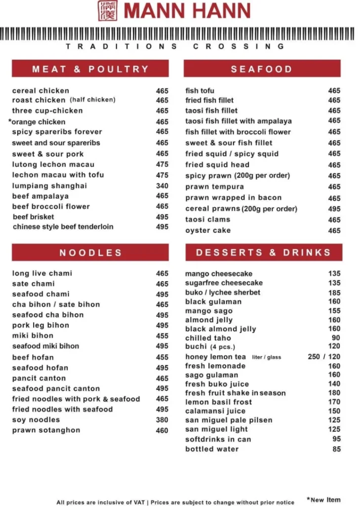 MANN HANN SEAFOOD PRICES MANN HANN MENU NOODLES PRICES