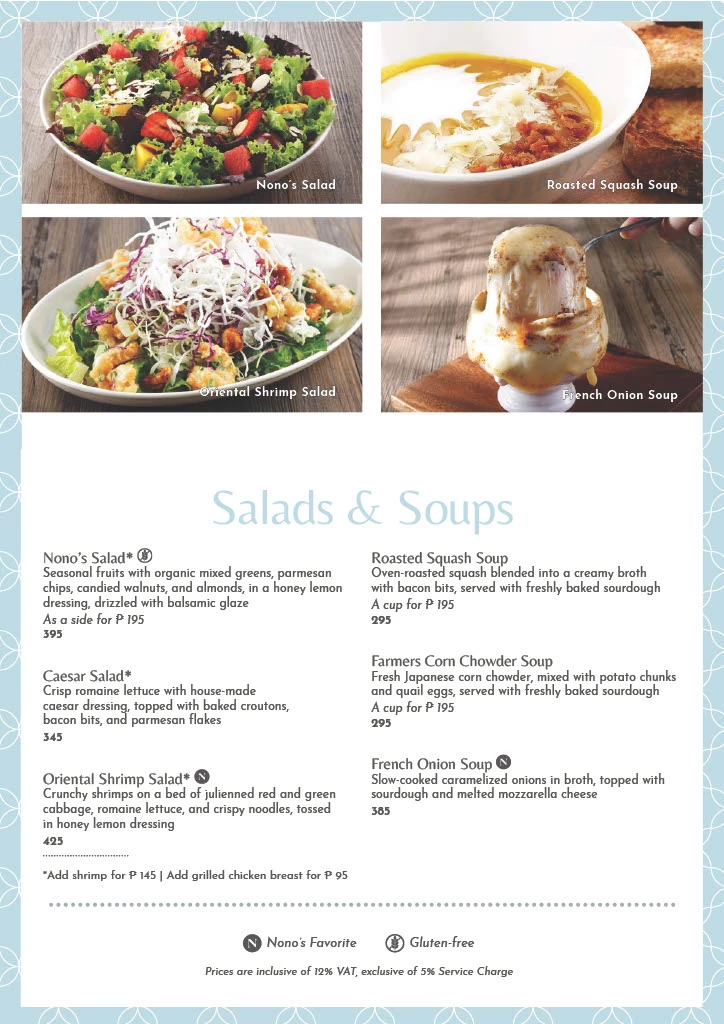 NONO’S SALADS & SOUPS PRICES