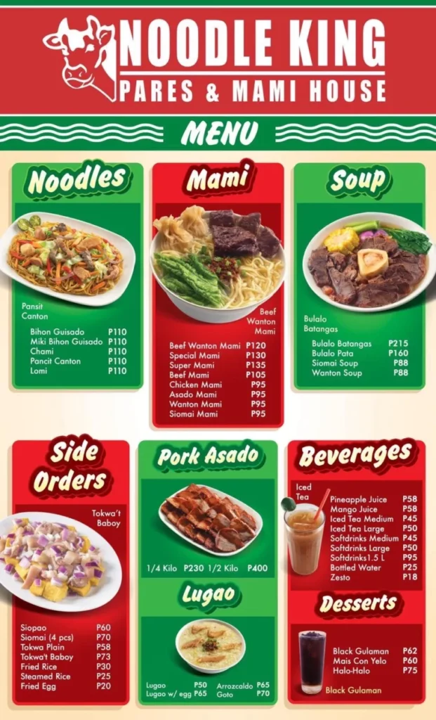 NOODLE KING VALUE MEALS PRICES NOODLE KING MAMI MENU PRICES NOODLE KING NOODLES PRICES