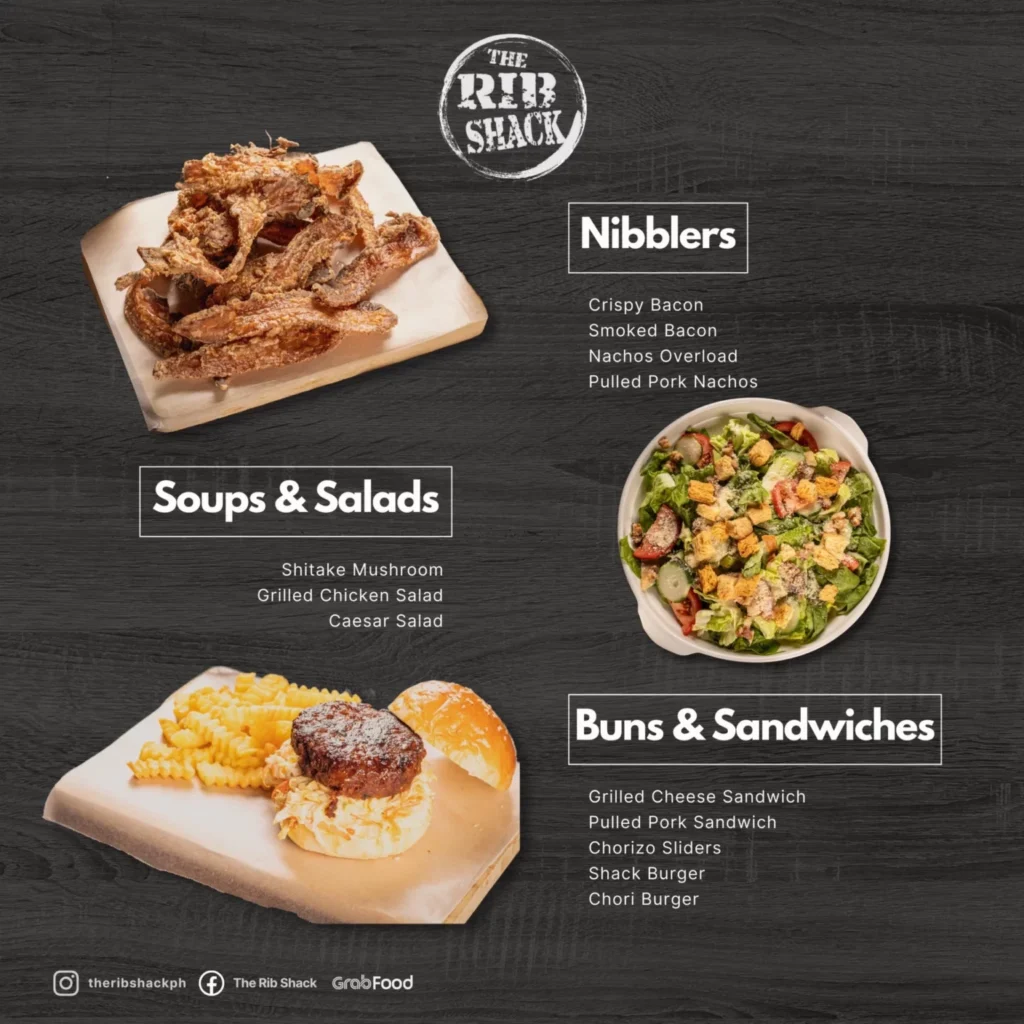 RIB SHACK NIBBLER PRICES
RIB SHACK SOUP AND SALAD MENU PRICES