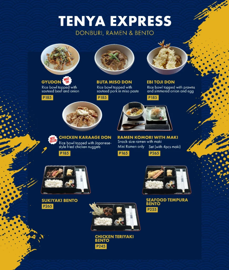 TENYA EXPRESS MENU PRICES