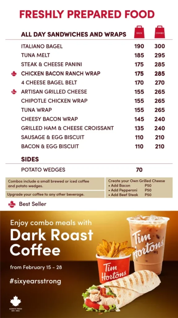 Tim Hortons Menu With Updated Prices Philippines 2024 MenuInfinity