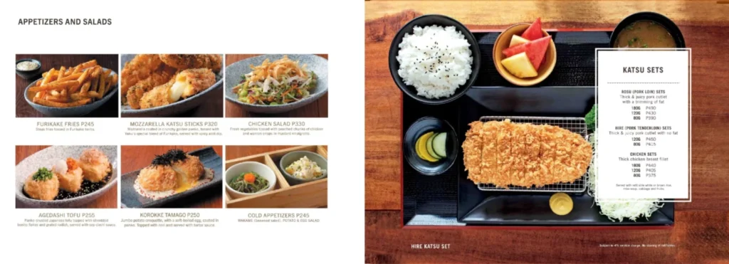 YABU APPETIZERS & SALAD MENU WITH PRICES