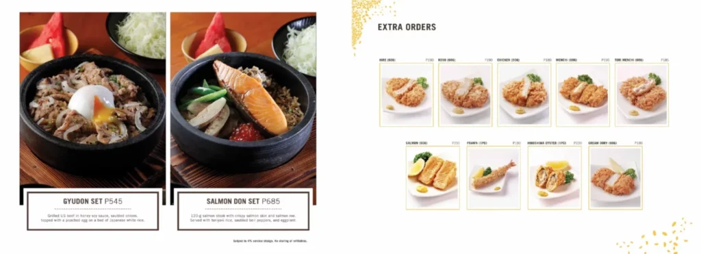 YABU NEW CREATIONS MENU PRICES
