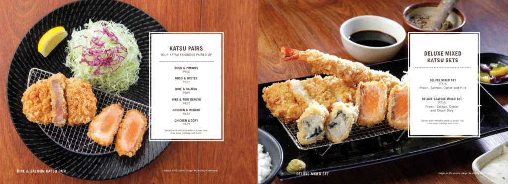 YABU MENU KATSU PAIR PRICES