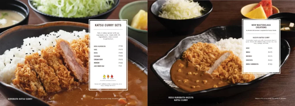 YABU MENU KATSU SETS PRICES