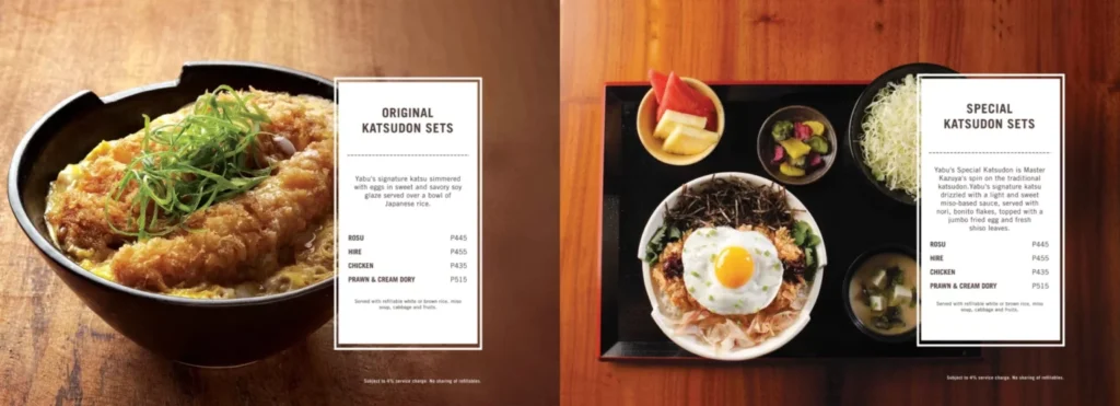 YABU SPECIAL KATSUDON SETS PRICES