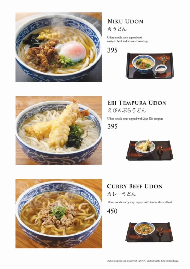 YAYOI ALA CARTE MENU PRICES