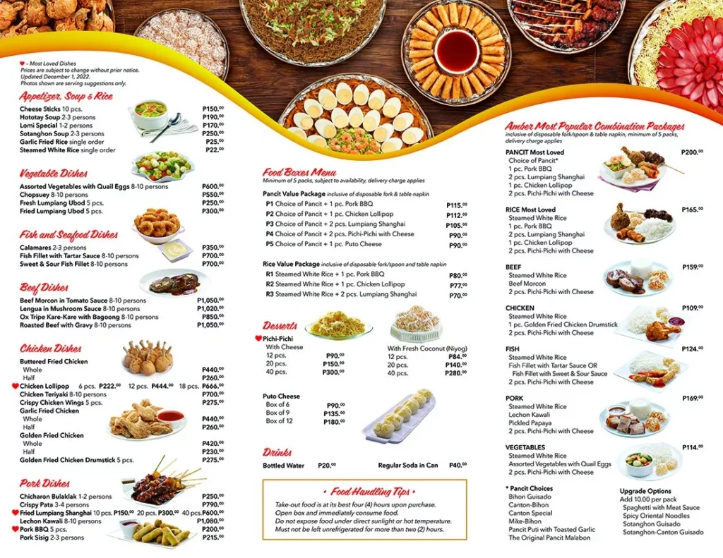 AMER PANCIT/NOODLES MENU WITH PRICES