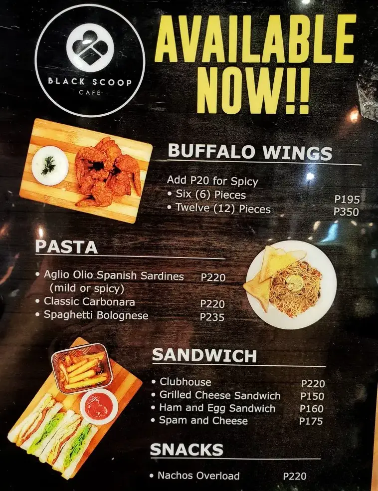 BLACK SCOOP SANDWICHES PRICES
BLACK SCOOP WINGS MENU PRICES