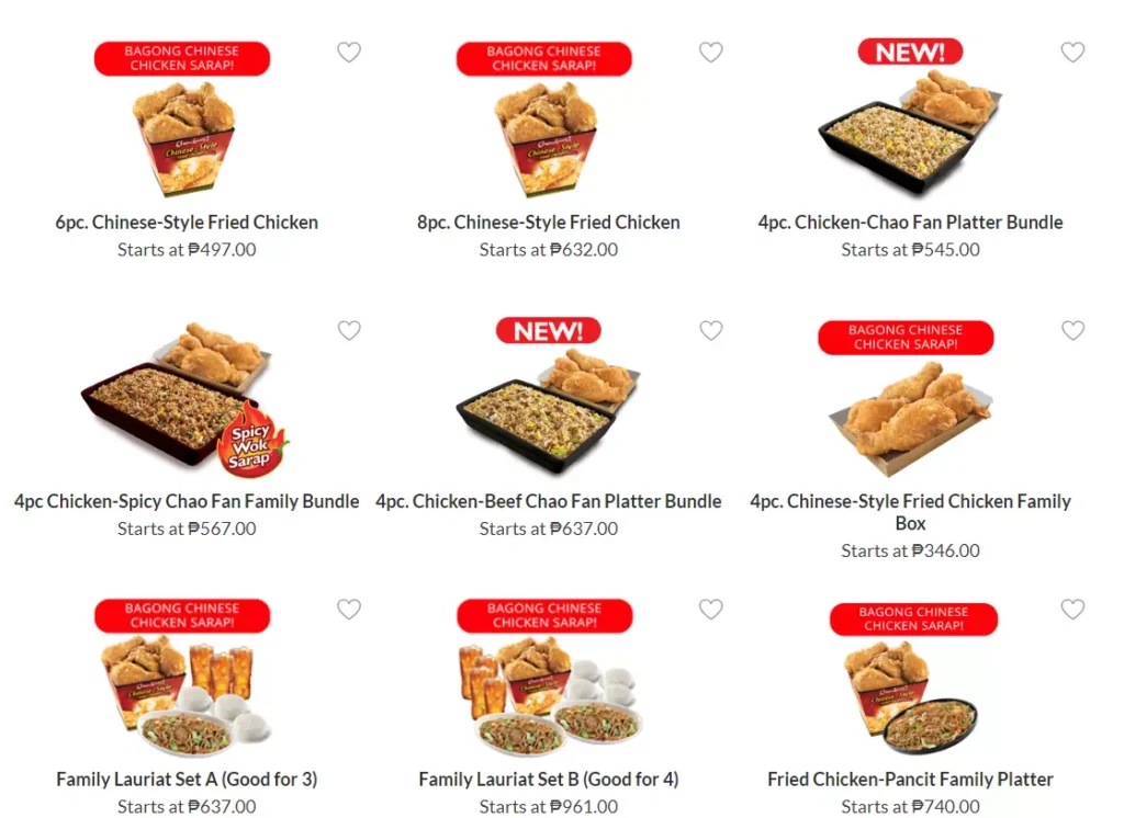 CHOWKING GOOD FOR SHARING MENU PRICES