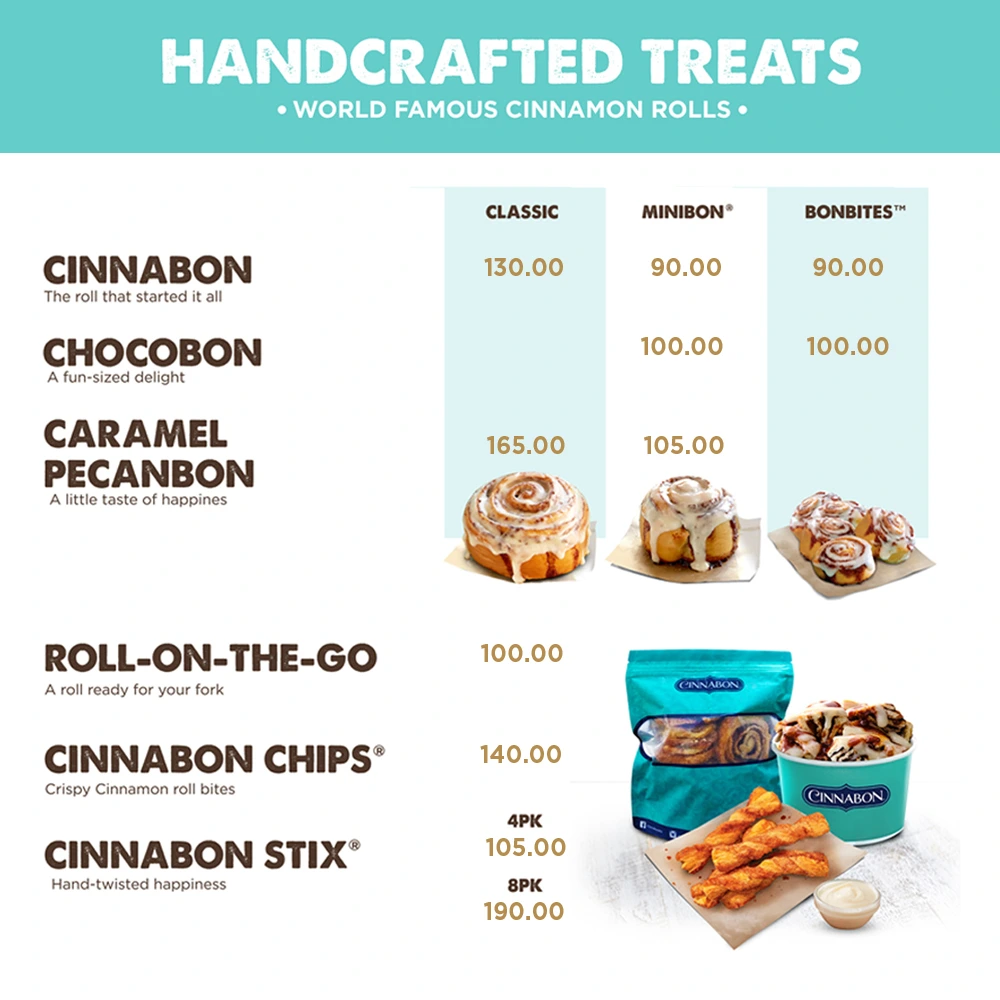 CINNABON OTHER BAKED TREATS PRICES