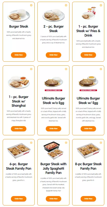 JOLLIBEE BURGER STEAKS PRICES