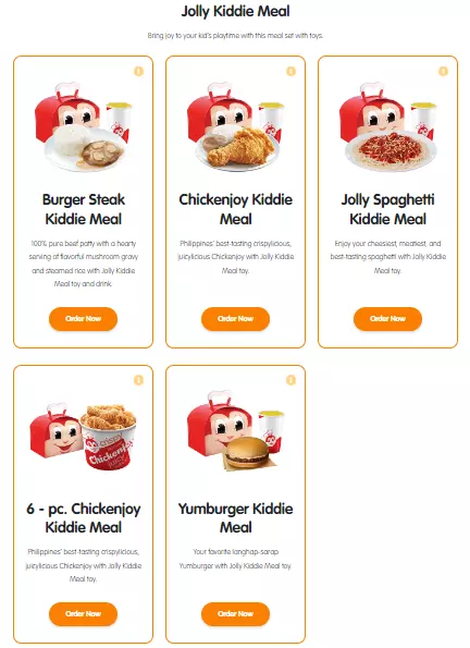 JOLLIBEE JOLLY KIDDIE MEAL MENU WITH PRICES