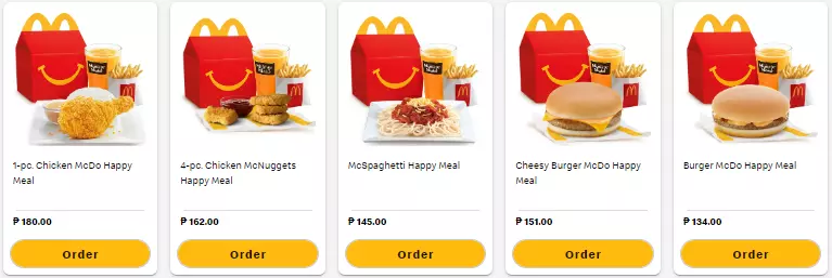 MCDONALD’S HAPPY MEALS PRICES