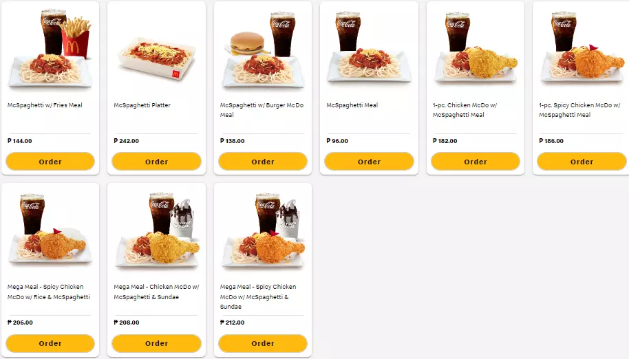 MCDONALD’S MCSPAGHETTI PRICES