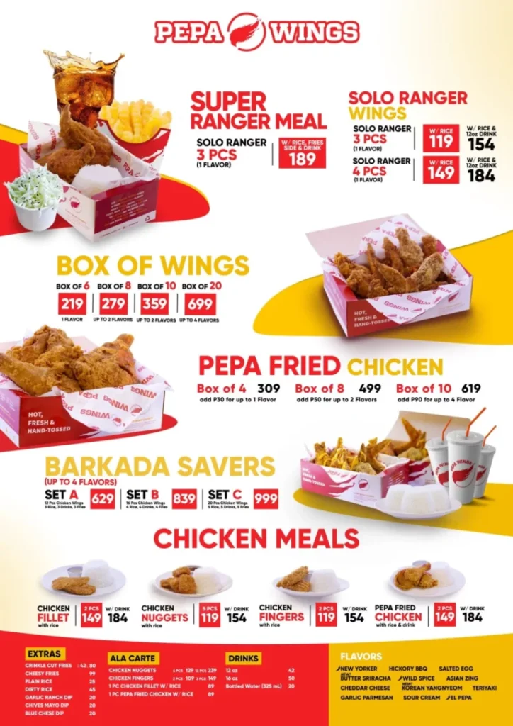 PEPA WINGS BOX OF WINGS MENU PRICES