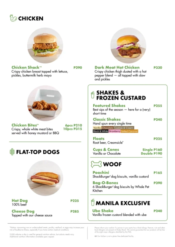 SHAKE SHACK CHICKEN MENU PRICES