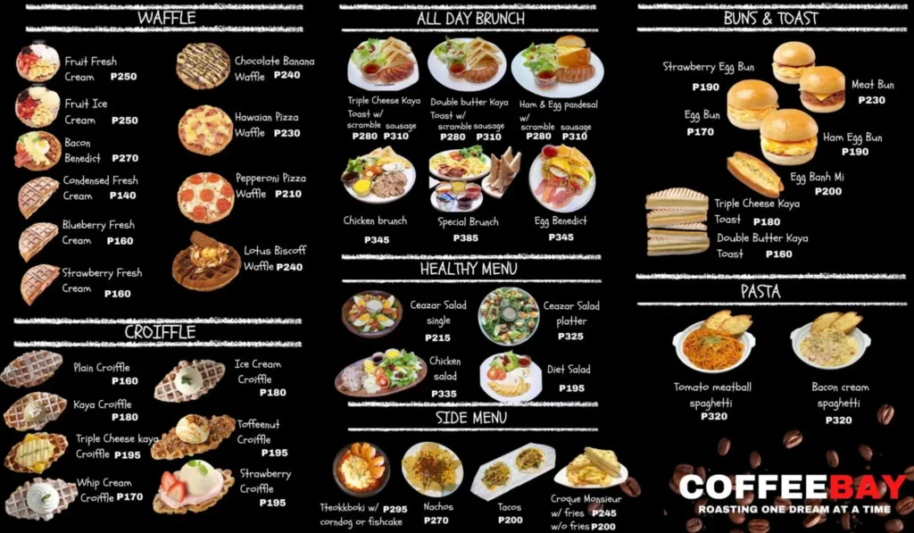 COFFEE BAY FRANOBE AND COFFEE BAY TEA MENU PRICES