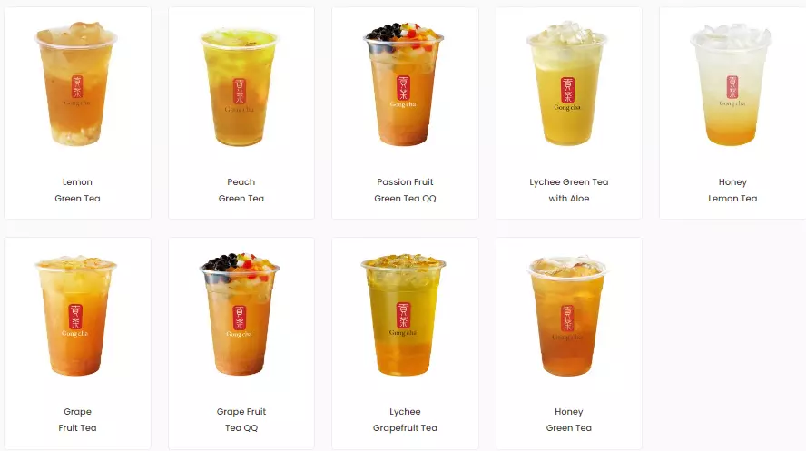 GONG CHA FRUIT TEA MENU PRICES