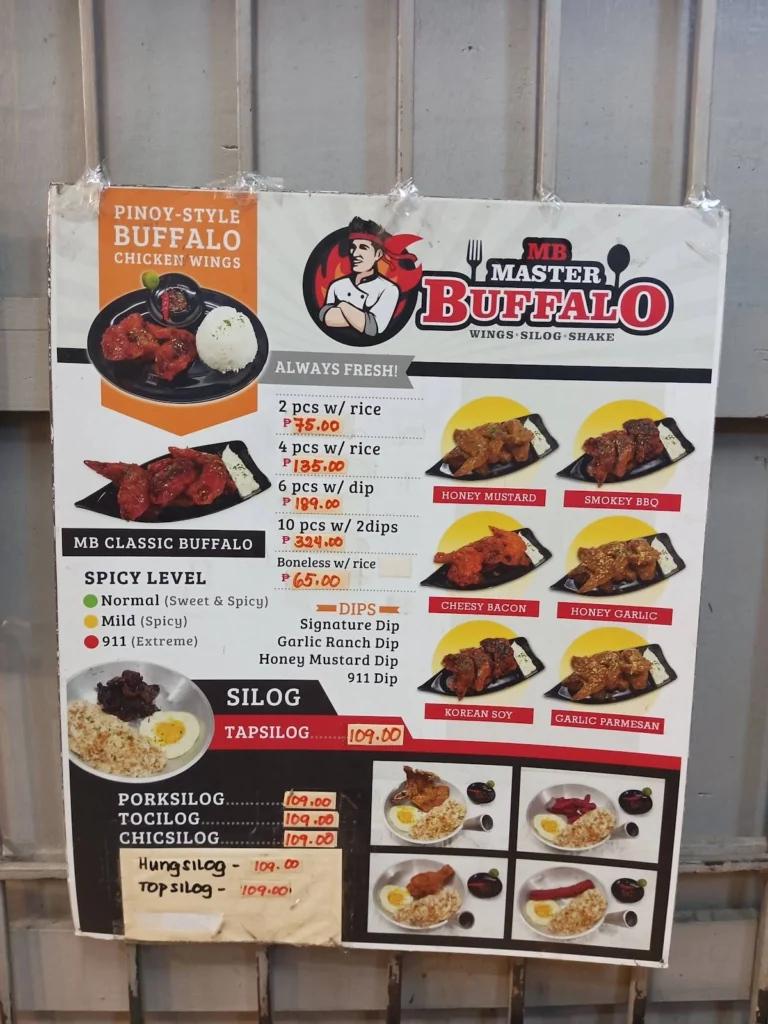 LATEST Master Buffalo MENU PRICE LIST