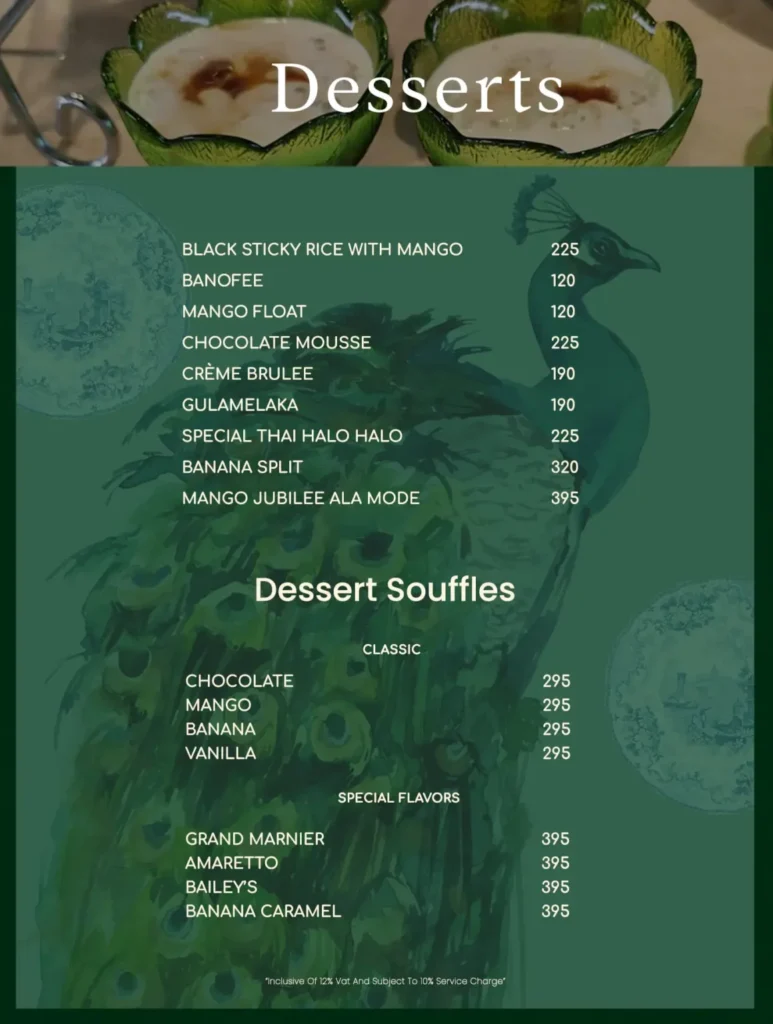 CAFE VOI LA DESSERTS AND CAFE VOI LA DESSERTS SOUFFLES MENU PRICES