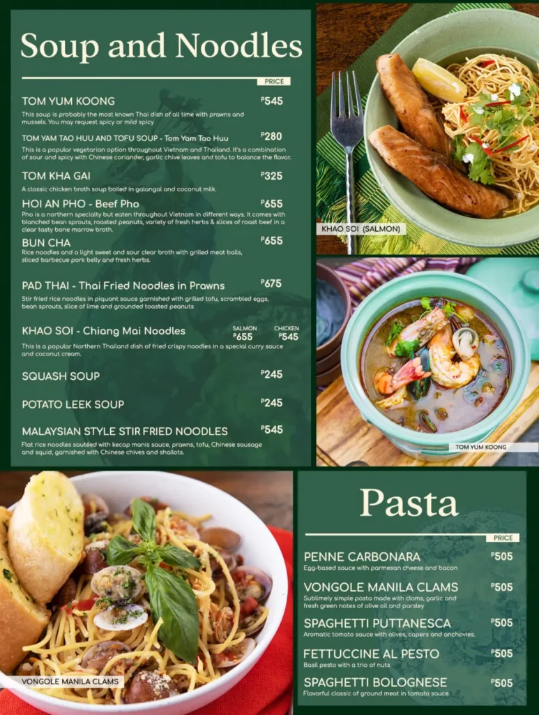 CAFE VOI LA SOUP & NOODLES AND CAFE VOI LA PASTA MENU PRICES