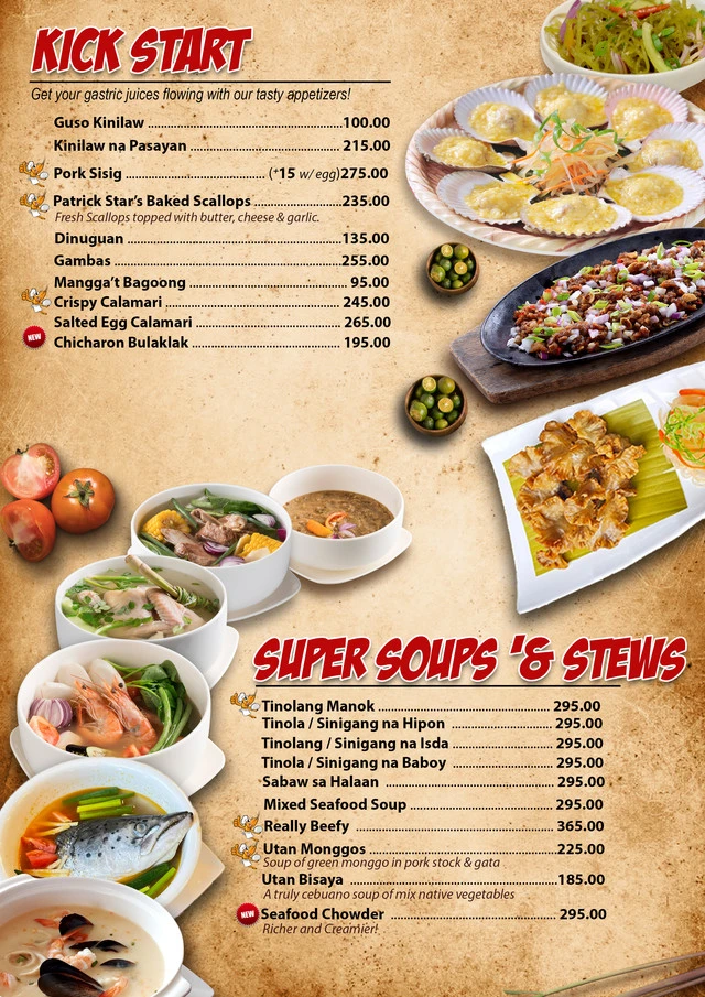 CHOOBI CHOOBI KICK-START AND CHOOBI CHOOBI SUPER SOUPS MENU  PRICES