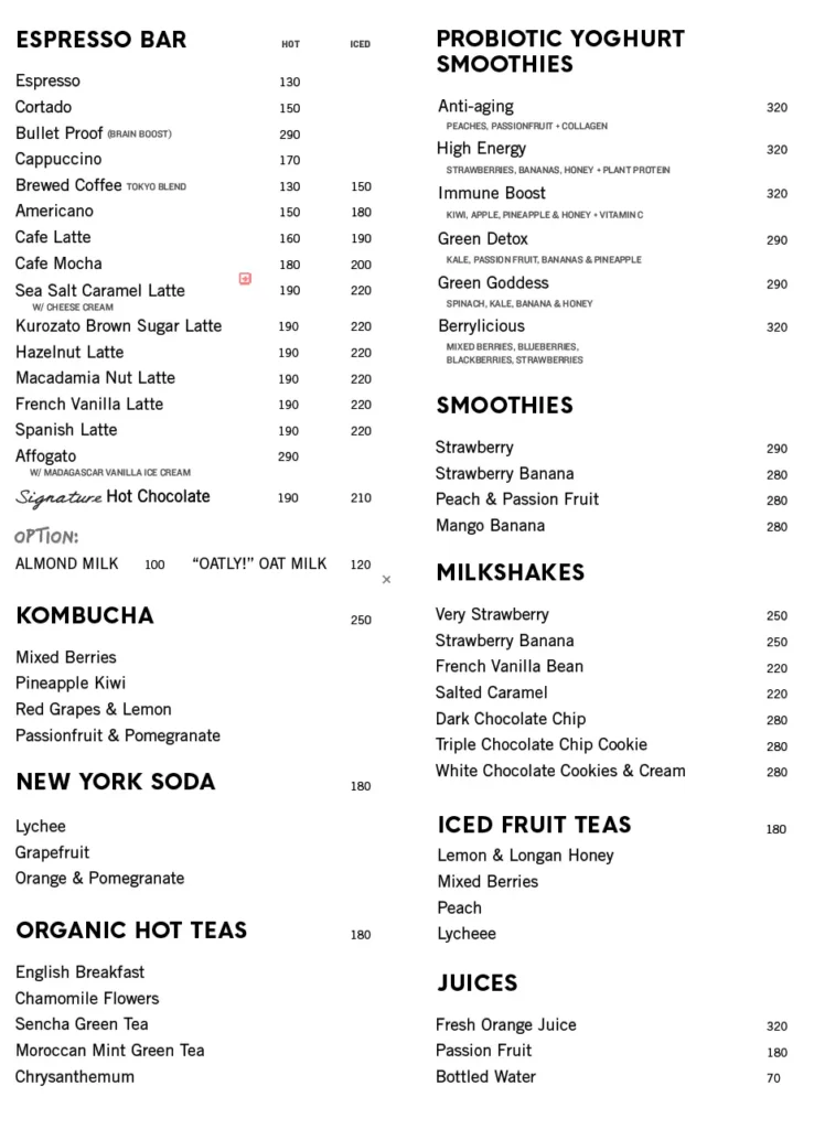 DEAN & DELUCA BEVERAGES PRICES
DEAN & DELUCA MAINS PRICES