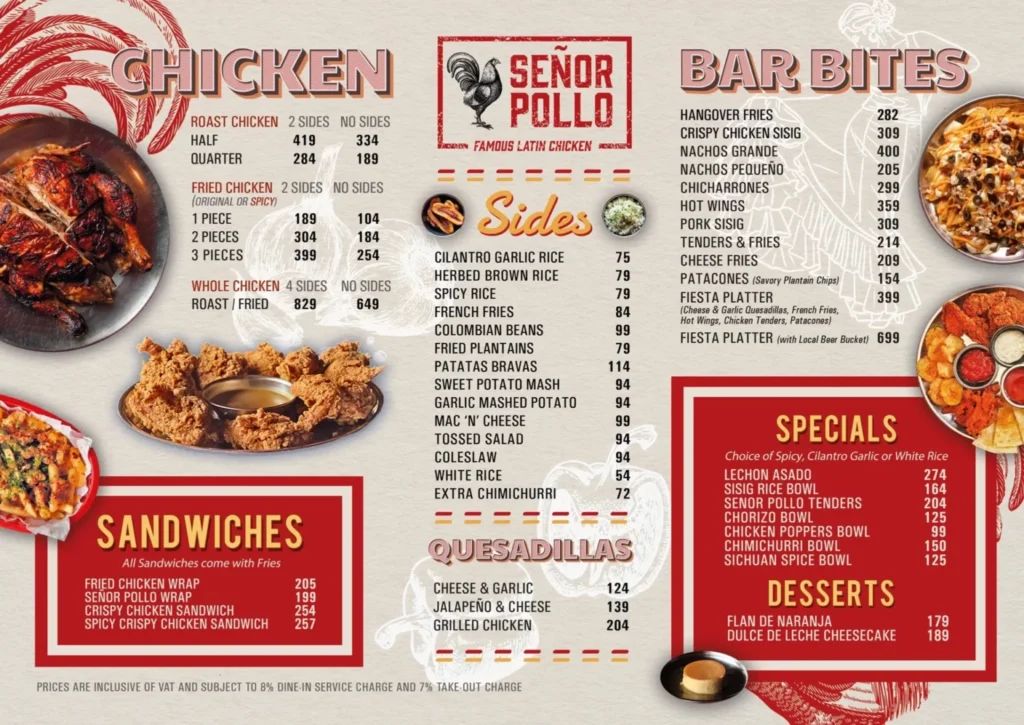 SENOR POLLO SANDWICHES AND SENOR POLLO SIDES MENU PRICES