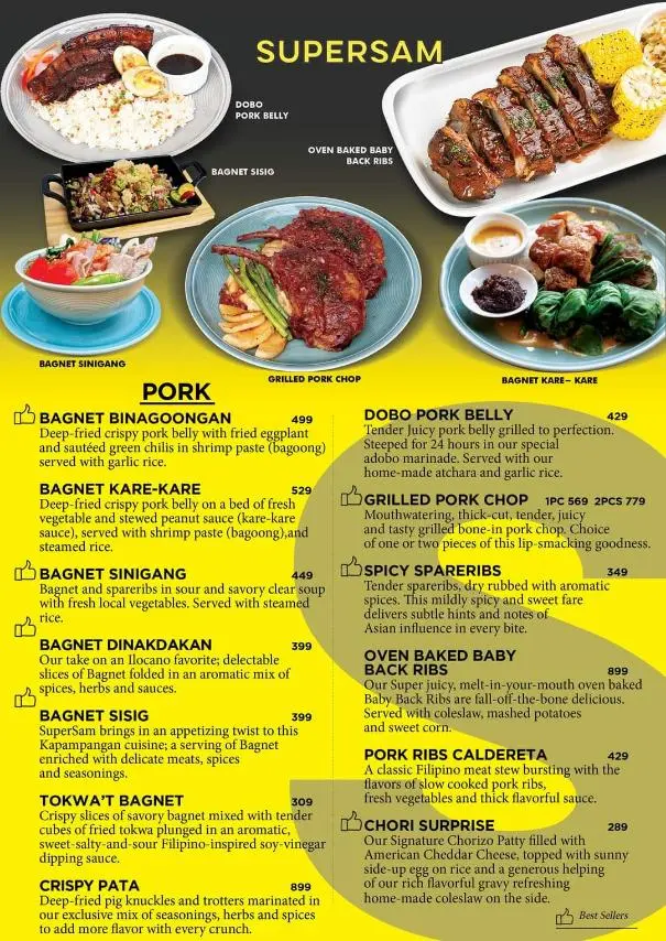 SUPERSAM PORK MENU PRICES