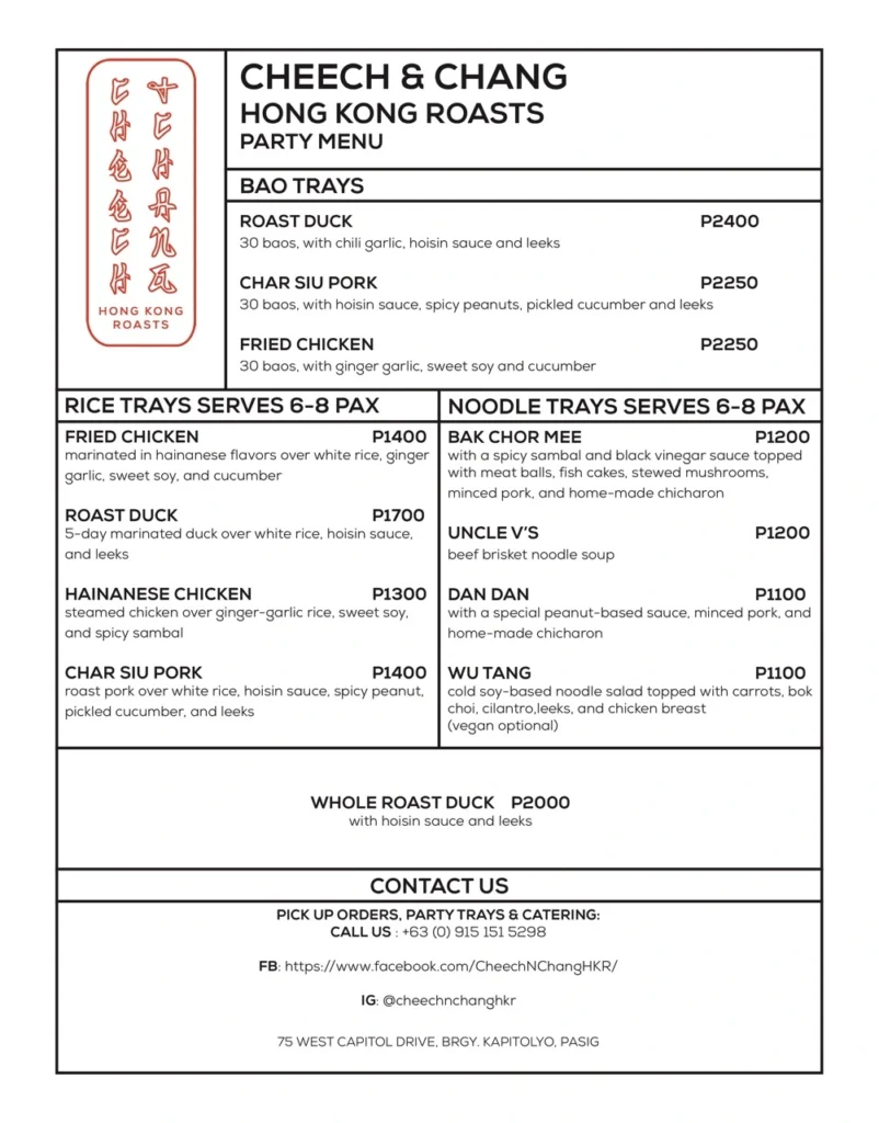 CHEECH & CHANG BAOS MENU WITH PRICES CHEECH & CHANG BAO TRAYS PRICES
CHEECH & CHANG RICE BOWLS PRICES