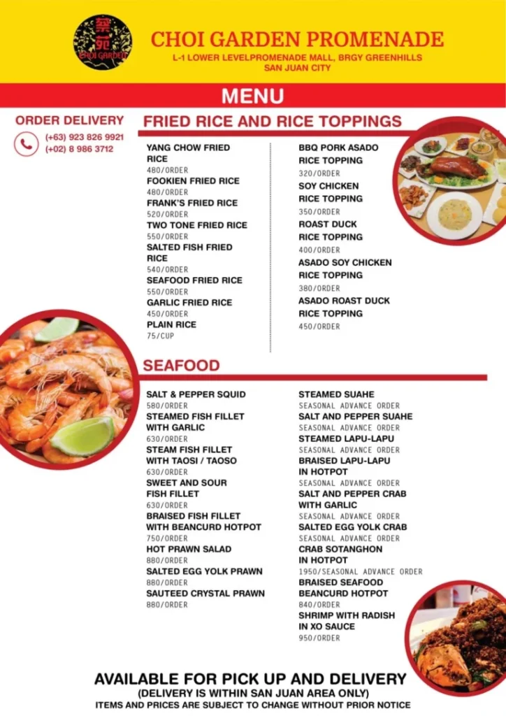 CHOI GARDEN RICE TOPPING MENU WITH PRICES CHOI GARDEN HOTPOT RICE PRICES