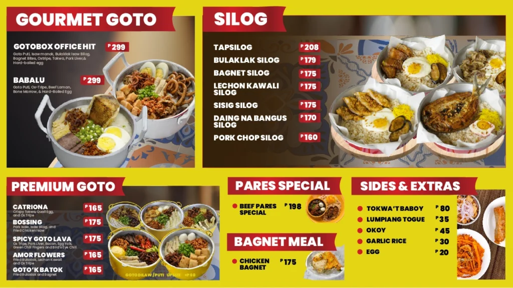 GOTOBOX GOTO MENU WITH PRICES GOTOBOX KLASIK GOTO PRICES