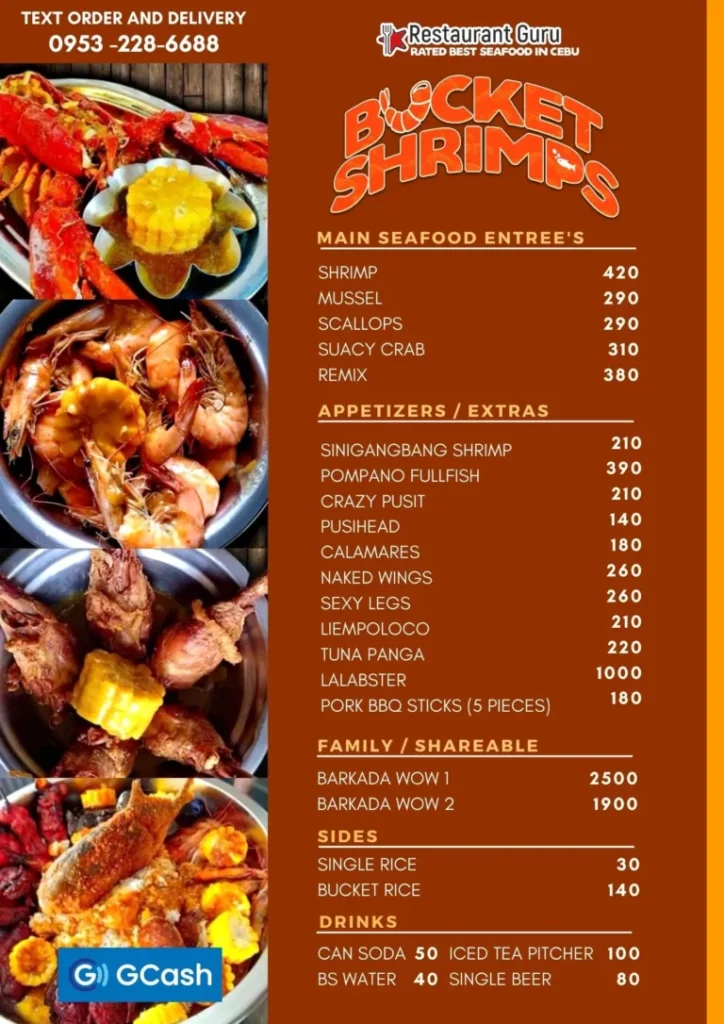 I LOVE BUCKET SHRIMP APPETISER & EXTRAS PRICES I LOVE BUCKET SHRIMP MAIN SEAFOOD ENTREE’S PRICES