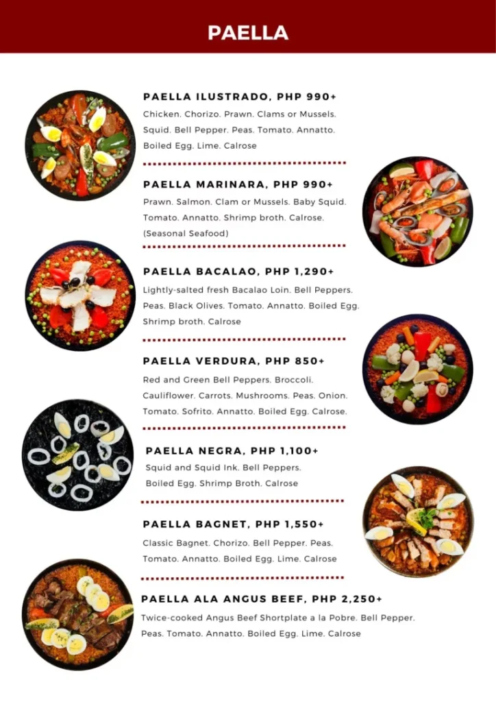 ILUSTRADO PAELLA PRICES
